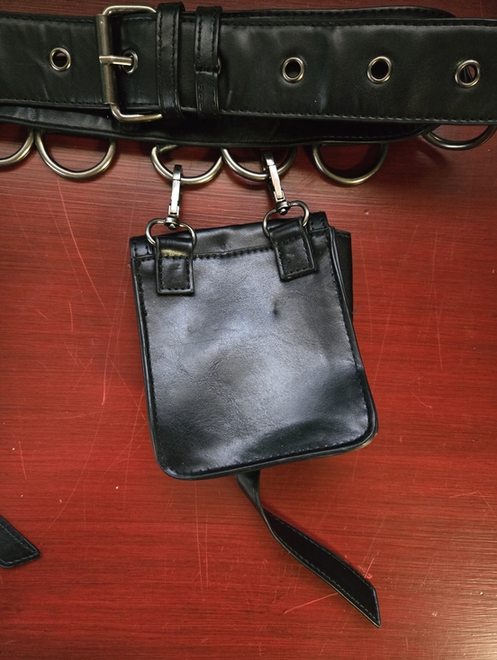 Dolls Kill Black Faux Leather Harness Belt Hip Bags O Ring Detachable Goth Punk main image 8